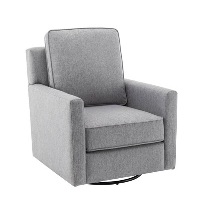 WOVENBYRD Swivel Glider Club Chair Gray: Enclosed Ball-Bearing, Polyester Upholstery, No Assembly Required