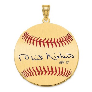 Black Bow Jewelry 14K Gold Plated Phil Niekro Signature LG Enamel Baseball Pendant - 1 of 4