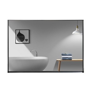 AZL1 Life Concept Decorative Wall Mirror Rectangular Square Angle Beveled Edge HD Float Glass Aluminum Frame for Bathroom, Black, 40.94"*27.56"*2.95" - 1 of 4