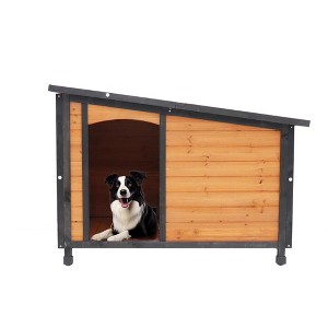 Gulches 46"Dog House Outdoor & Indoor Wooden Dog Kennel for Winter with Raised Feet Weatherproof for Large Dogs,PVC waterproof roof,Gold red - 1 of 4