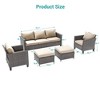 Sonkuki 5-Piece Patio Conversation Sofa Set Gray Rattan with Widen Armrest, - 3 of 4
