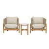 Christopher Knight Home Toby Rustic Outdoor 3 Pieces Rope Weave Upholstered Chat Set with Accent Table - 2 of 4