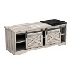 HomeRoots 47" Gray And Black Wood And Faux Leather Storage Bench with Shelves - 4 of 4