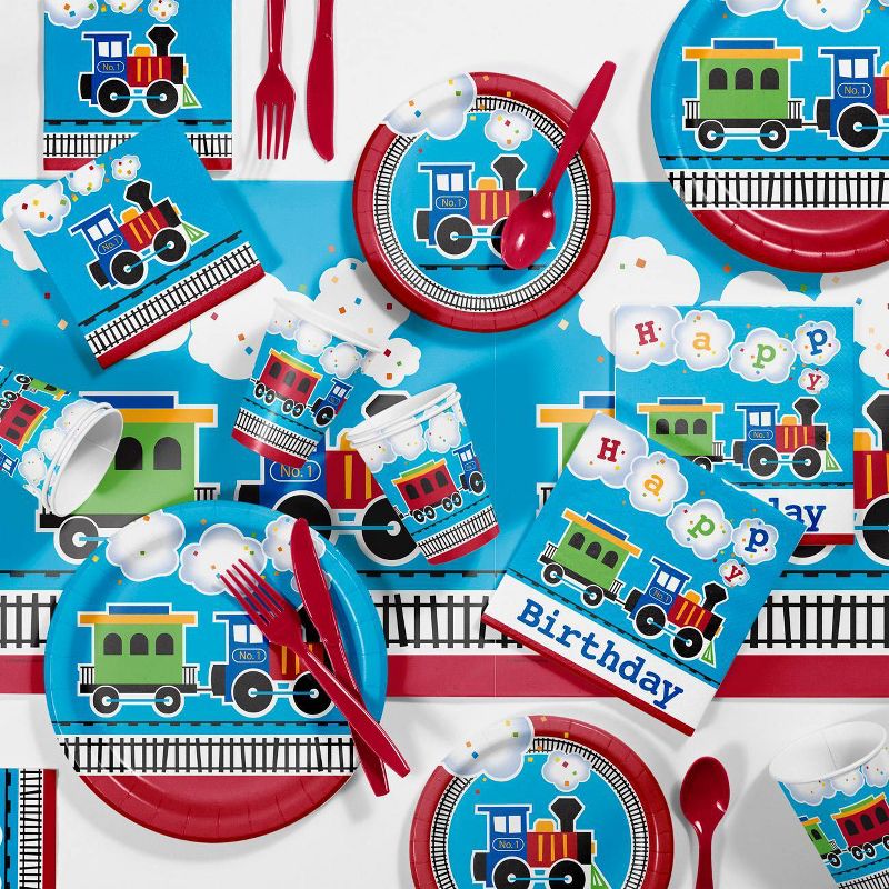 24ct All Aboard Train Paper Plates Red, 3 of 4