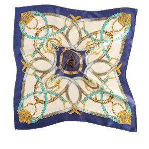 Allegra K Women's 100% Silk Floral Graphic Print Square Scarf Head Scarves Kerchief Neckerchief 21.6" X 21.6" - 1 of 4