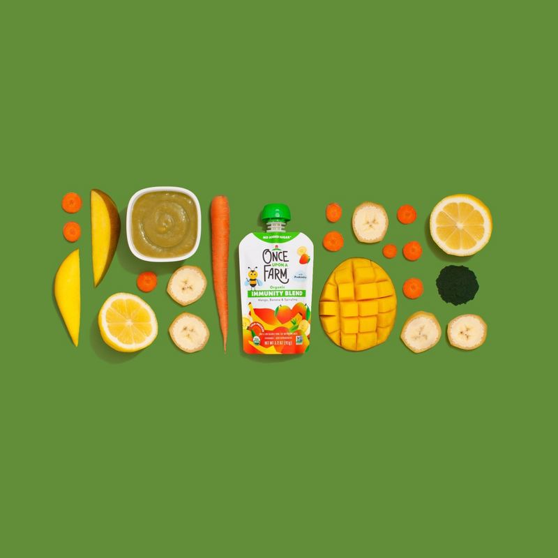 Once Upon a Farm Organic Immunity Blend Mango Banana Spirulina Kids&#39; Snack - 3.2oz, 3 of 7