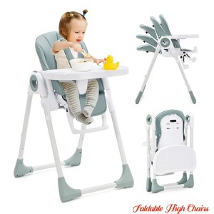 Foldable High Chairs for Toddlers 1-3 Years Old, Easy Clean High Chair w/ Removable Tray, Lightweight Folding Chair w/5-Point Safety Harness - 1 of 4