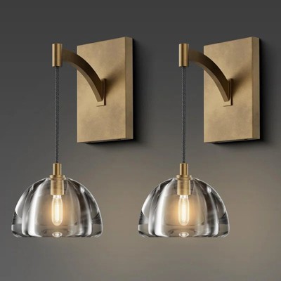 2- Light Hemisphere Crystal Modern Wallchiere Wall Light Wall Sconce
