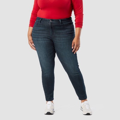 Plus Size Blue Elasticated Waist Ripped Skinny AVA Jeans