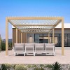 PURPLE LEAF Louvered Pergola Outdoor Aluminum Pergola with White Adjustable Rainproof Roof Wood Grain Frame Hardtop Gazebo for Patio Deck Garden - 2 of 4