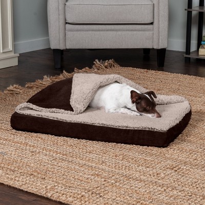 Medium Espresso Orthopedic Memory Foam Pet Bed with Blanket Top