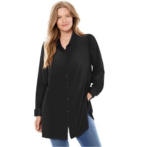 Woman Within Women's Plus Size Velour Shirt - 1 of 4