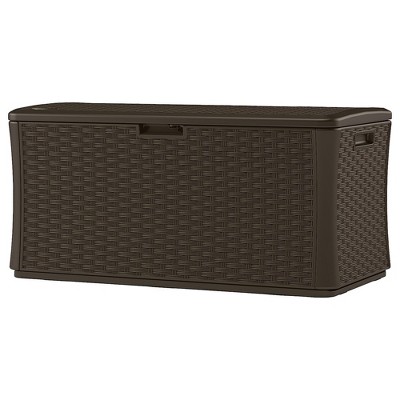 Suncast Extra Large Brown Wicker 134-Gallon Lockable Deck Box
