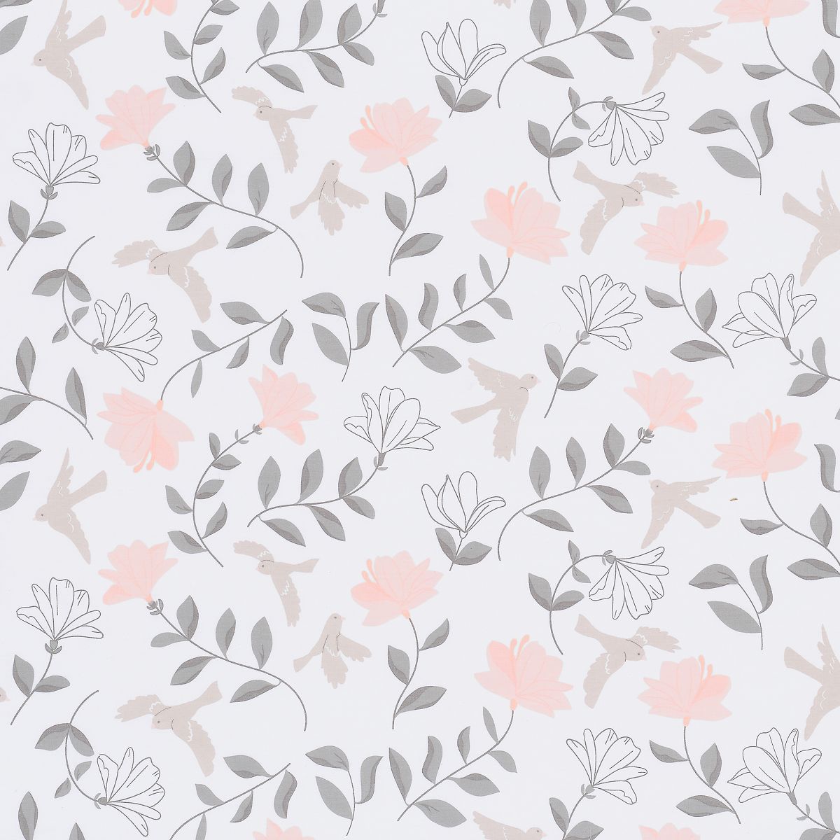 Lambs & Ivy Petals White/Pink/Gray Floral 100% Cotton Fitted Crib/Toddler Sheet - thumbnail 3