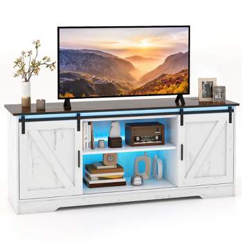 Costway TV Stand for 65” TVs with LED Lights Adjustable Brightness Human Induction