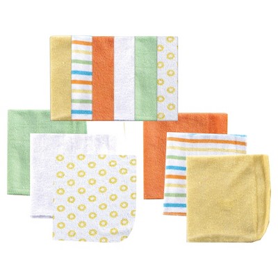 Luvable Friends Baby Unisex Cotton Rich Washcloths, Yellow Stripe, One Size