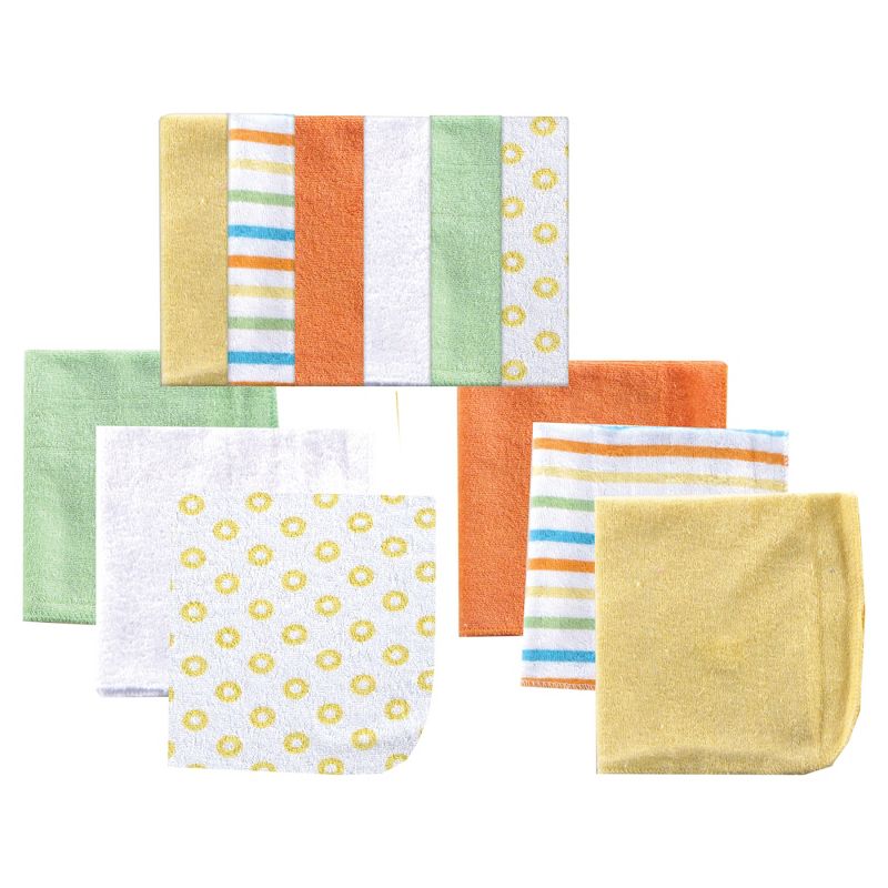 Luvable Friends Baby Unisex Cotton Rich Washcloths, Yellow Stripe, One Size, 1 of 3