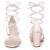 Perphy Women's Faux Suede Open Toe Lace Up Strappy Chunky Heel Sandals - 2 of 4