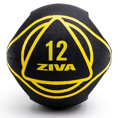 ZIVA Dual Grip Rubber Medicine Ball for Full Body Strength Training, Balance, Coordination, Core Exercises, and High Intensity Workouts, Black, 10 Lbs