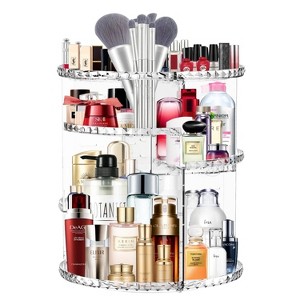 Rotating Makeup Organizer and Storage Perfume Organizer for Vanity Dresser Cosmetics Organizer 4 Trays Adjustable Cosmetic Storage Cases - 1 of 4