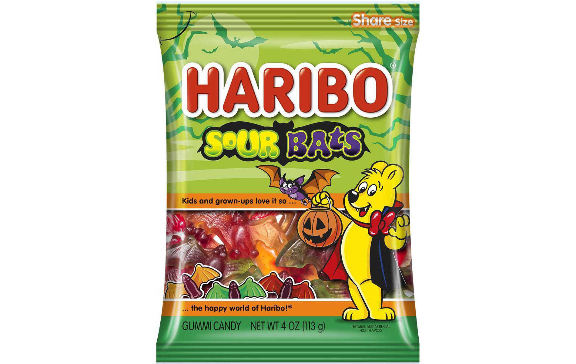 HARIBO Halloween Sour Vampire Bats Gummy Candy - 4oz