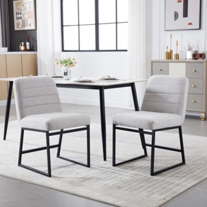Upholstered Linen Fabric Dining Chairs Set of 2 With Metal Legs,Mid Century Modern Leisure Chairs for Dining room Bistro Coffee Shop-Maison Boucle - 1 of 4