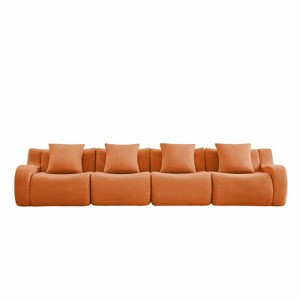 Aukfa Modular Teddy Fabric Sofa,Convertible Modular Sectional Sofa Set , 4-Seats with 1/2 Ottoman Soft Boneless Design for Living Room - 1 of 4