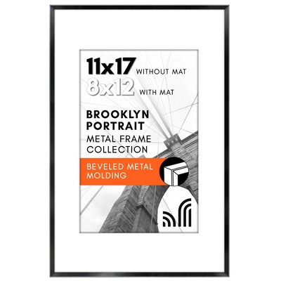 Americanflat Aluminum 11x17 Picture Frame - Use as 8x12 Frame with Mat or Display 11x17 Photo Without Mat - Picture Frames for Wall Display - Black