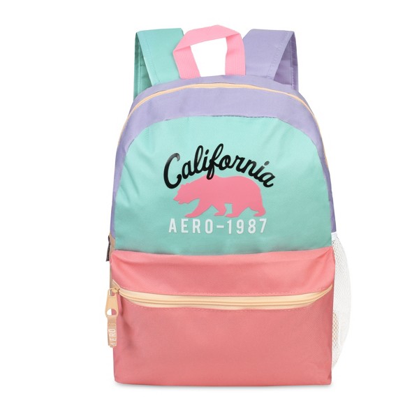 Mochila de 16.5 pulgadas de Aeropostale con bloques de color para niña, mochila para niños con funda para laptop de 15.6 pulgadas y bolsillo para botella de agua