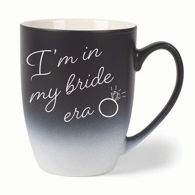 Elanze Designs I'm In My Bride Era Two Toned Ombre Matte 10 ounce New Bone China Coffee Tea Cup Mug For Your Favorite Morning Brew, Black and White