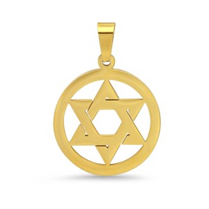 Steeltime 24" Men's 18k gold plated stainless steel star of David pendant - 1 of 3