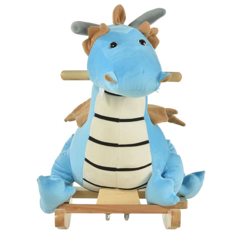 Qaba Kids Plush Ride-On Rocking Horse Toy Dinosaur Ride Rocking Chair with Realistic Sounds for18-36 Months, Blue, 6 of 10
