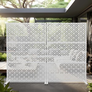 MAYEERTY Copper Coin Galvanized Steel Privacy Outdoor and Indoor Divider with Free Standing Decorative Privacy Screen for Balcony Patio Garden 1pcs - 1 of 4