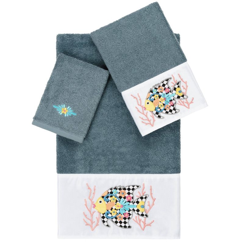 Set of 3 Feliz Embroidered Towels - Linum Home Textiles, 1 of 5