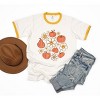 Simply Sage Market Women's Circle Pumpkin Flowers Short Sleeve Ringer Tee - 2 of 3