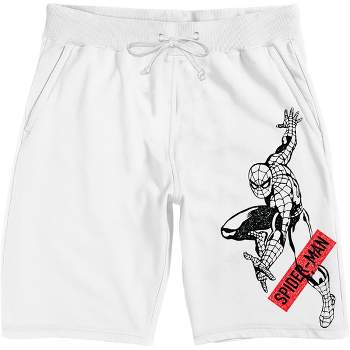 Spider-Man Classic Swinging Pose Men's White Sleep Pajama Shorts