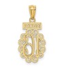 Black Bow Jewelry 14k Yellow Gold and White Rhodium Filigree Sweet 16 Pendant, 11 x 23mm - 3 of 4