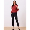 INSPIRE CHIC Women's Elegant Long Sleeve Ruffle Tie Neck Business Work Top - 2 of 4
