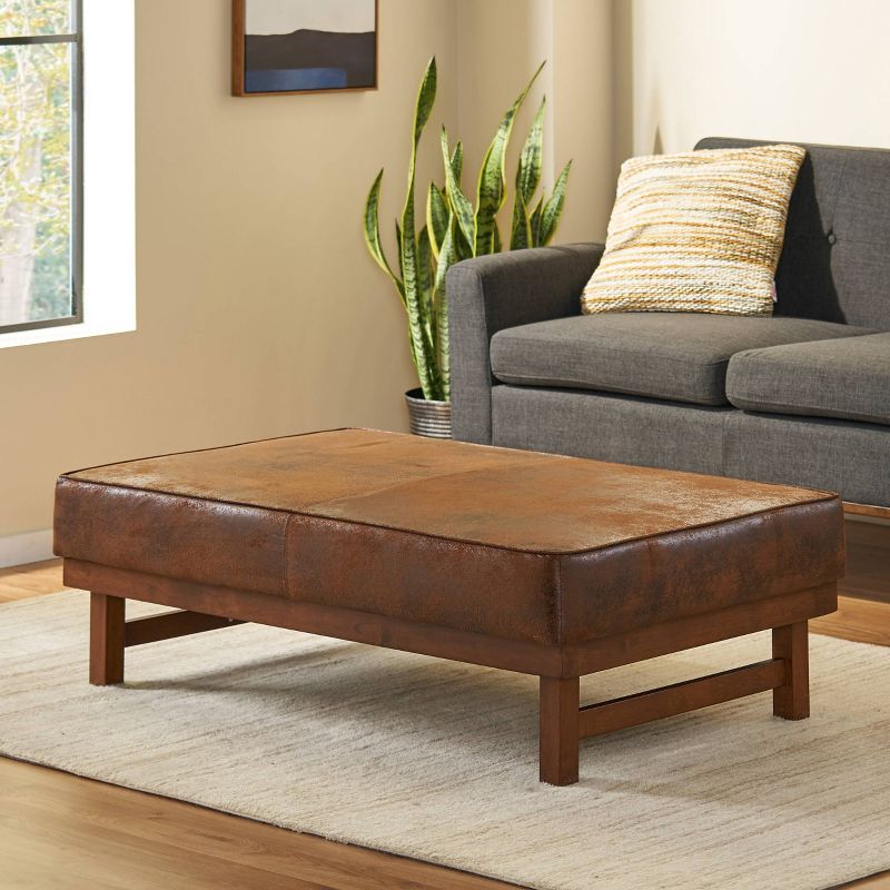 Hillman Modern Microfiber Cocktail Ottoman with Wood Frame - Christopher Knight Home, 4 of 10
