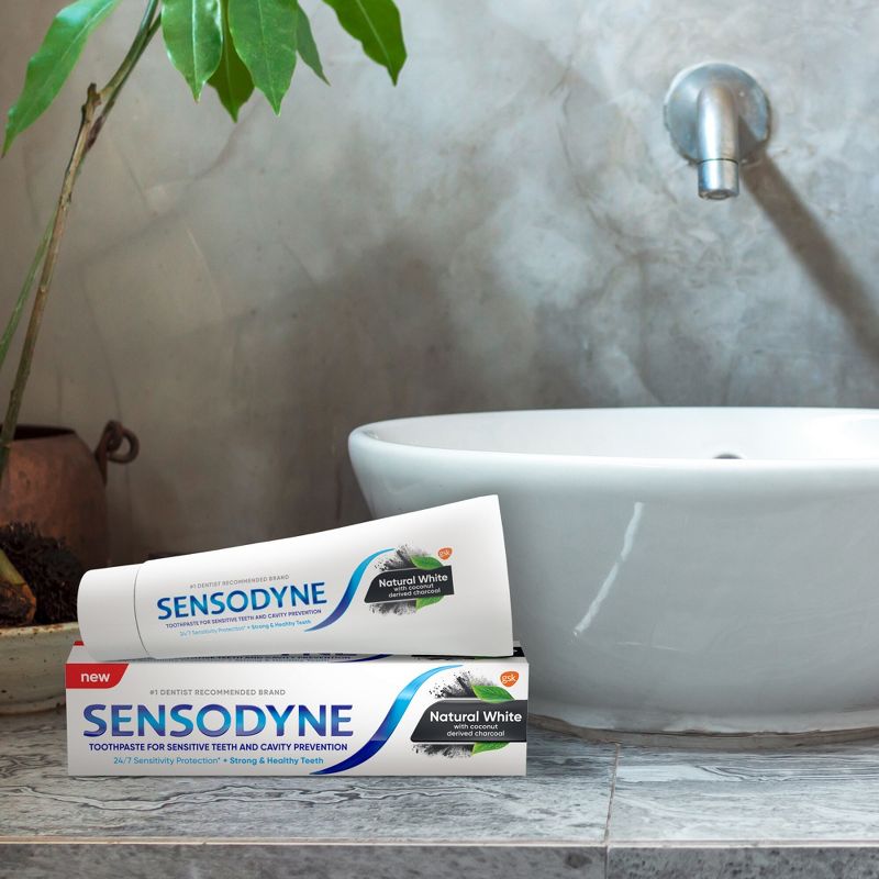 Sensodyne Natural White with Charcoal Sensitivity Toothpaste - 4oz/3ct, 2 of 9