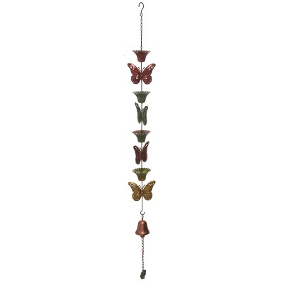 Transpac Metal 45 in. Bronze Spring Butterfly and Flowers Rain Chain