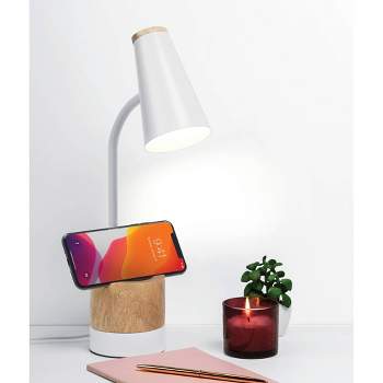 Wood Trim Desk Lamp (Includes LED Light Bulb) Brown/White - Merkury Innovations