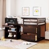 NicBex Twin Size Low Loft Bed with Pull-out Desk Pine Bed Frame with Blackboard, Shelves, Drawers, Ladder and Guardrail, Space Saving - 2 of 4