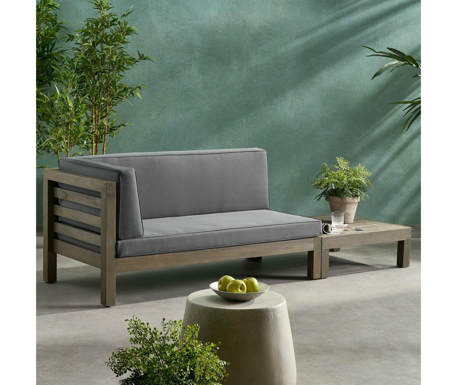 OANA LEFT CORNER BENCH AND COFFEE TABLE. DARK GREY