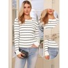 Allegra K Women Striped Round Neck Hollow Long Sleeve Regular Fit Casual Fall Winter Trendy Sweater - 2 of 4
