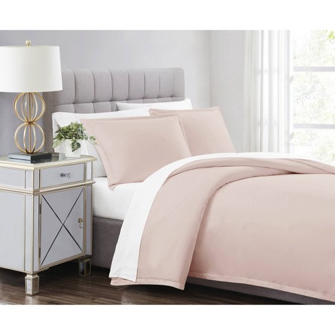 3pc King 310 Thread Count Cotton Solid Duvet Set Blush Charisma