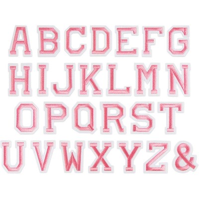 Okuna Outpost 108-Pack Pink Iron On Patches, 4 Set A-Z Alphabet Letters (1.5 x 2 Inches)