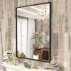 Apmir H Rectangular High-Strength Tempered Glass and Aluminum Alloy Framed French Cleat Mounted Wall Decor Bathroom Vanity Mirror in Matte Black - 4 of 4
