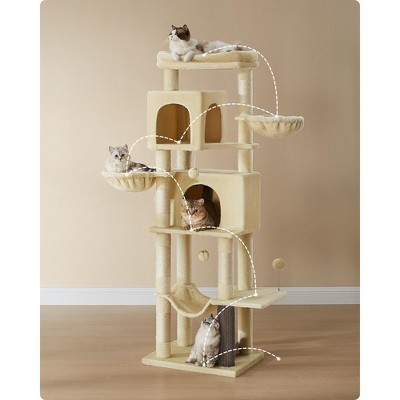 Feandrea 69-Inch Beige Sisal Multi-Level Cat Tree Tower