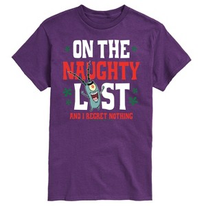 Men's - SpongeBob SquarePants - Plankton Naughty List Christmas Short Sleeve Graphic T-Shirt - 1 of 4